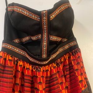 SANS SOUCI Womens‎ Strapless Cut Out Bodice Tribal Print Maxi Dress Size Small